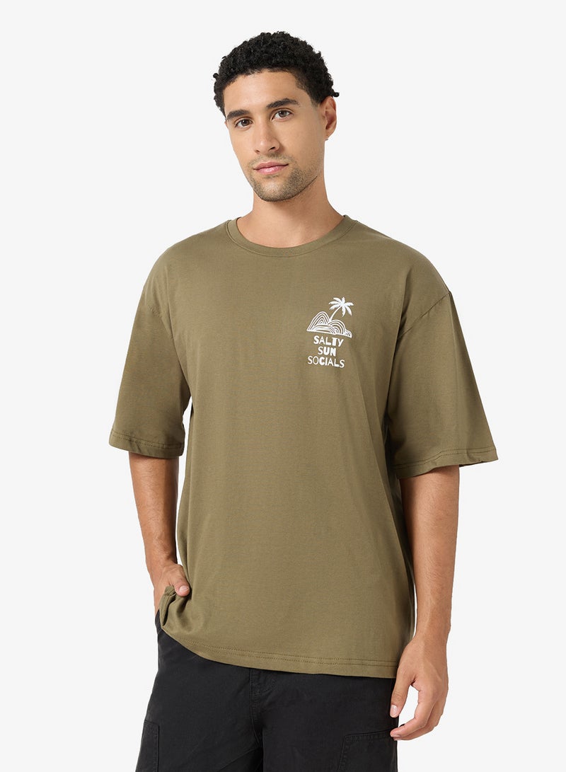Seventy Five Graphic Crew Neck Oversize Drop Shoulder T-Shirt - Image 1