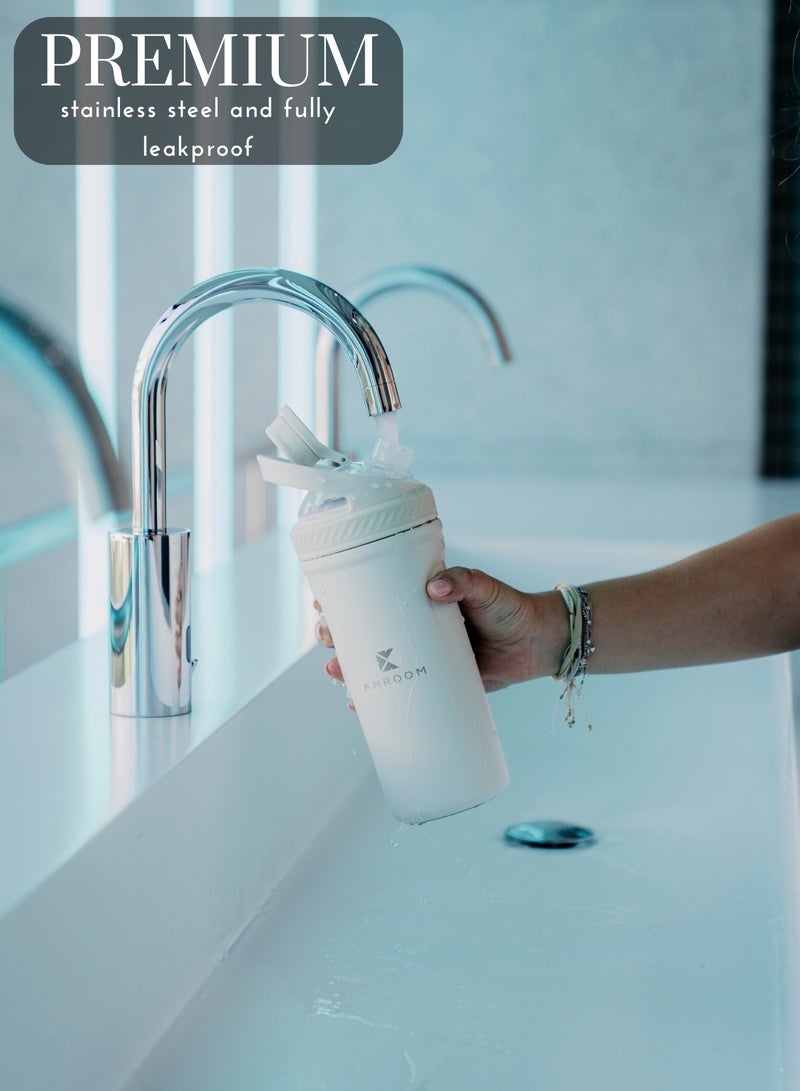 Khroom Khroom Stainless Steel Protein Shaker 700ml – Thermo Function | 12h Cold/Hot - Ideal for UAE Heat | Dishwasher Safe | Premium Fitness Shaker for Gym, Office, Travel - Image 3