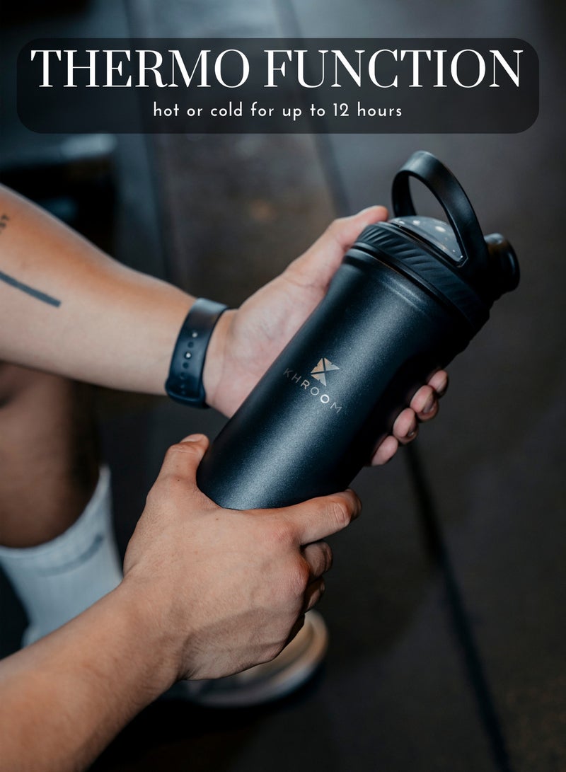 Khroom Khroom Stainless Steel Protein Shaker 700ml – Thermo Function | 12h Cold/Hot - Ideal for UAE Heat | Dishwasher Safe | Premium Fitness Shaker for Gym, Office, Travel - Image 2