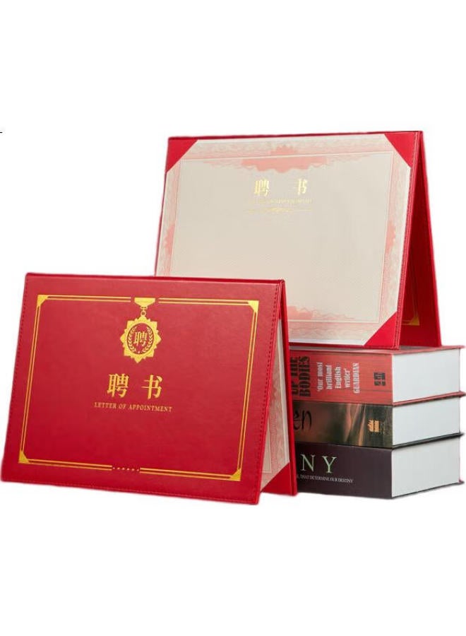 Kingdee Single-Page Appointment Letter A4 Inner Page, Landscape Red Cover With Gold Foil, Customizable Honorary Certificate, Office Stationery - Image 1