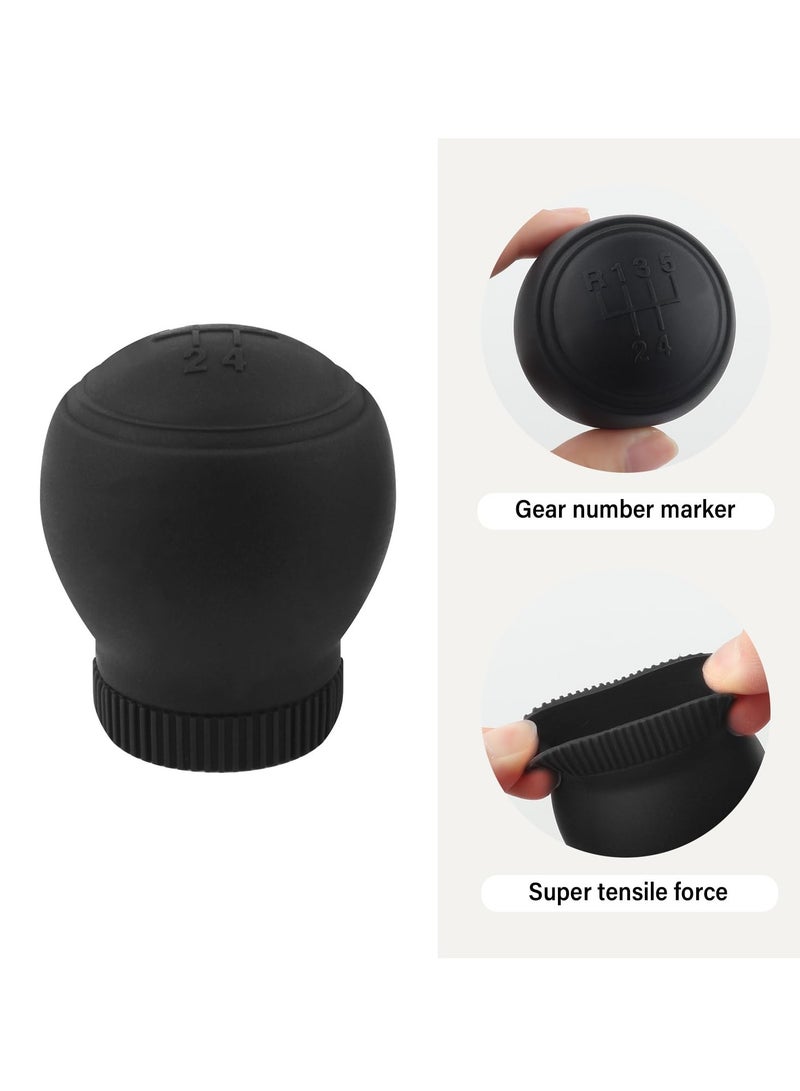 Excefore Shift Knob Cover, 5 Speed Car Gear Shift Cover, Anti-Slip Silicone Protector, Universal Manual Shifter Cover, Car Interior Accessories, Protects Shift Knobs, Black, 2PCS  - Image 3