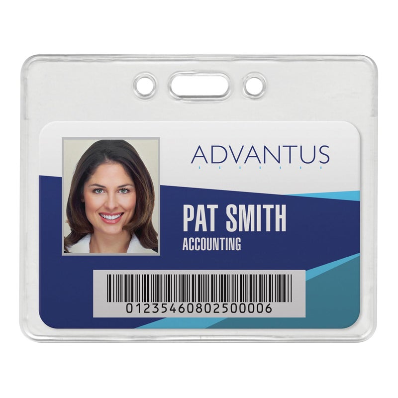 Advantus 75450 Proximity ID Badge Holder, Horizontal, 3 3/8w x 2 3/8h, Clear, 50/Pack - Image 1