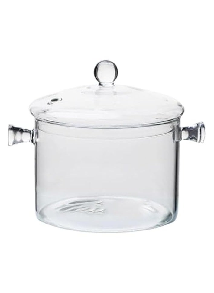 erorex Glass Saucepan, 1500ML Thick Borosilicate Glass Pot, Clear Glass Cooking Pot, Glass Saucepan with Cover, Heat-resistant Glass Stovetop Pot - Safe for Pasta Noodle, Soup 