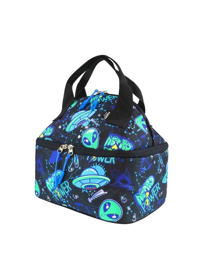 SMILY KIDDOS Smily Kiddos | Double Decker Lunch Bag Alien Theme - Blue | Kids & School Lunch Bag | Lunch Bag for Kids | Lunch Bag for School | Comes with 2 Main Compartment LxWxH :25.5 X 17 X 20 CM  - Image 4