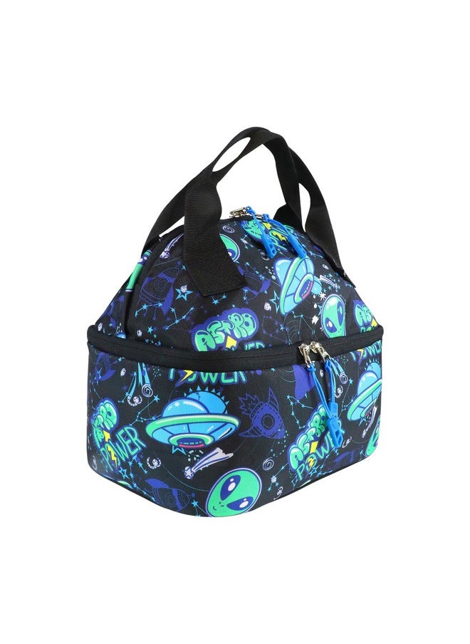 SMILY KIDDOS Smily Kiddos | Double Decker Lunch Bag Alien Theme - Blue | Kids & School Lunch Bag | Lunch Bag for Kids | Lunch Bag for School | Comes with 2 Main Compartment LxWxH :25.5 X 17 X 20 CM  - Image 5
