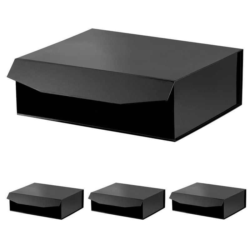 PACKGILO 4 قطع صندوق هدايا كبير أسود مع غطاء 165 × 13 × 53 بوصة صناديق هدايا مغناطيسية عملاقة صلبة للهدايا الملابس رداء فستان زفاف سترة قابلة لإعادة الاستخدام قابلة للطي صندوق اقتراح وصيفة الشرف