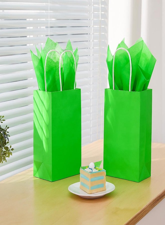 SUNCOLOR Green Gift Bags with Handles, 24 Pack 8" Small Kraft Paper Party Favor Bags with Tissue Paper for Christmas, St. Patrick's Day, Birthdays - Image 4