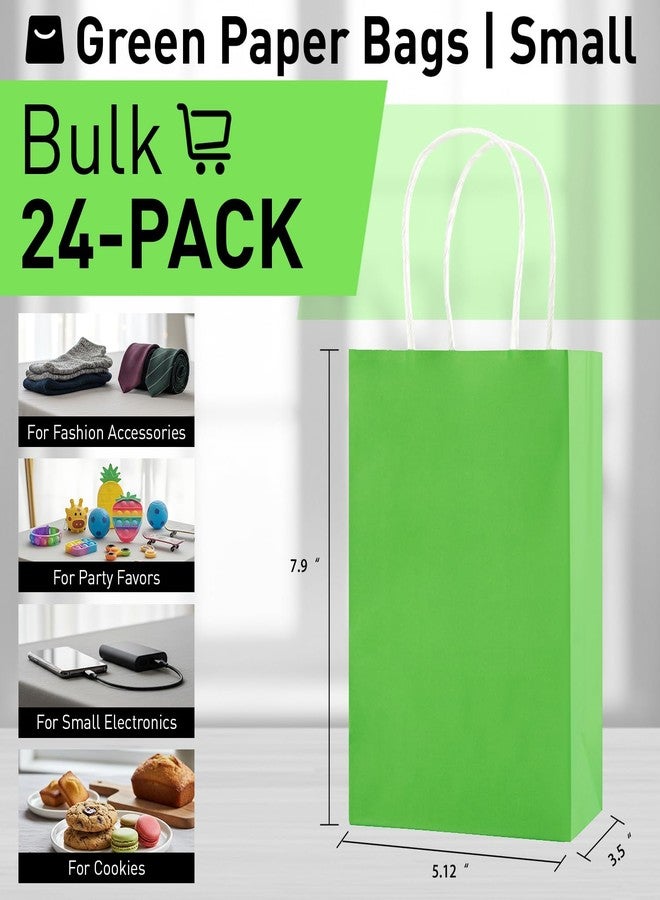 SUNCOLOR Green Gift Bags with Handles, 24 Pack 8" Small Kraft Paper Party Favor Bags with Tissue Paper for Christmas, St. Patrick's Day, Birthdays - Image 2