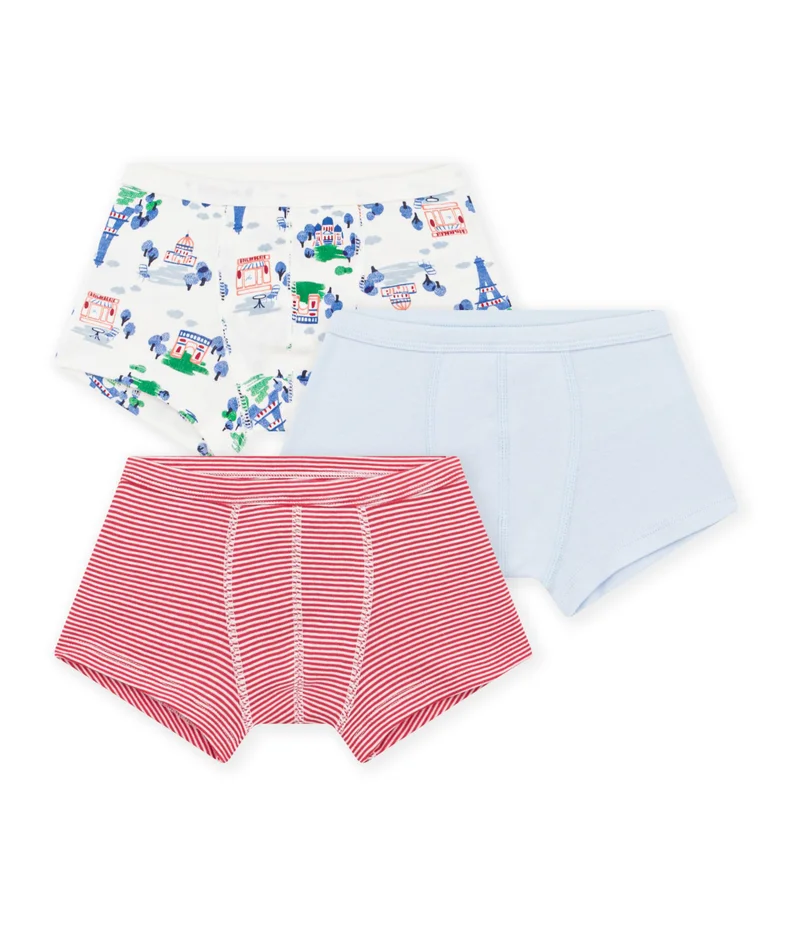 Petit Bateau Pack Of Children's Printed Cotton Boxers With Covered Waistbands