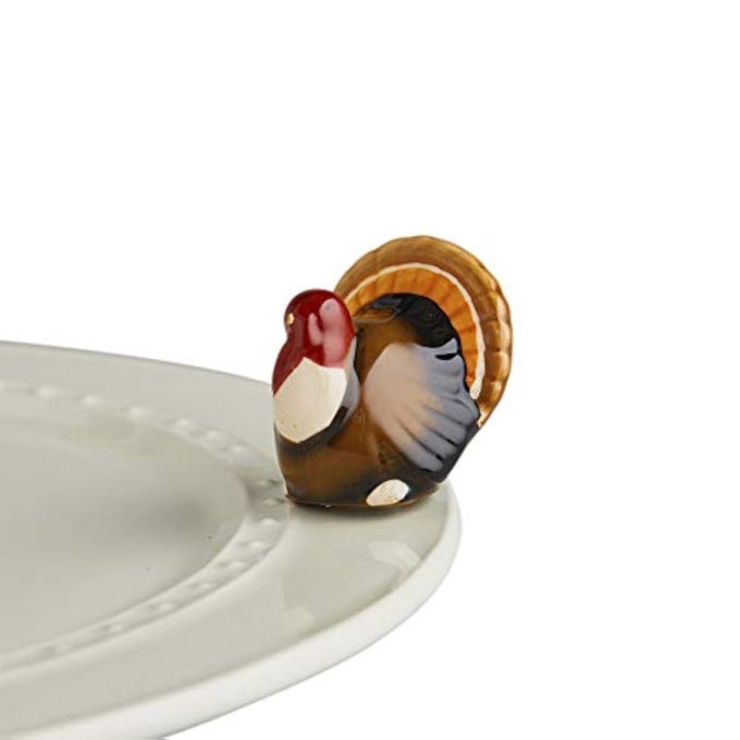 NORA FLEMING GOBBLE GOBBLE TURKEY HANDPAINTED CERAMIC THANKSGIVING DECOR FALL MINIS FOR THE HOME AND OFFICE