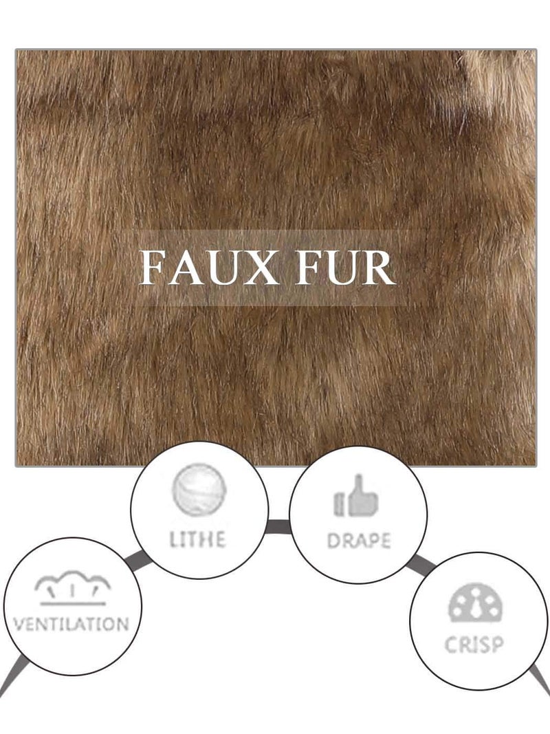 Aukmla Faux Fur Shawl Wedding Fur Wraps and Shawls Bridal Fur Stole Winter Cape Shrug for Brides and Bridesmaids (Brown) - Image 4