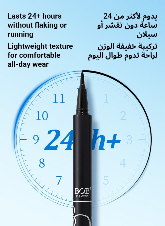 بي أو بي كحل سائل مقاوم للماء من BOB® برأس إسفنجي سريع الجفاف – لا يلطخ، يدوم طويلاً، بخط دقيق ورفيع - Image 5