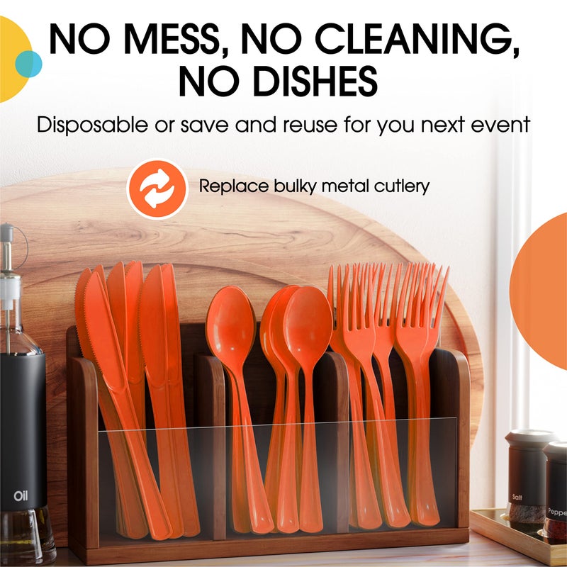 Exquisite Exquisite Orange Plastic Knives 50 Pcs Orange Knives Disposable Utensils Heavy Duty Plastic Cutlery Set Disposable Cutlery Sets Flatware Sets Silverware Set For Party Supplies & Party Tableware  - Image 4