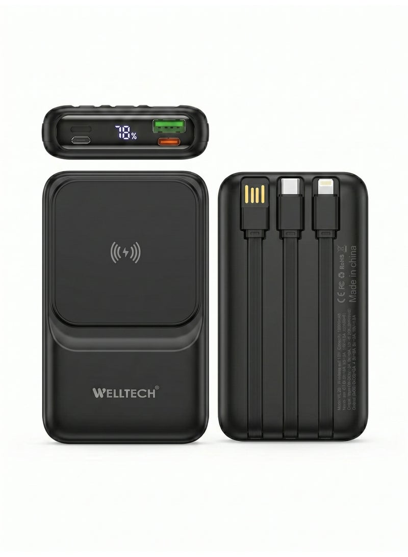 WELLTECH Wireless Power Bank Portable Charger – WELLTECH WL-20 Magnetic MagSafe Compatible, Fast Charging, USB-C, Slim Battery Pack for iPhone Android - Image 5