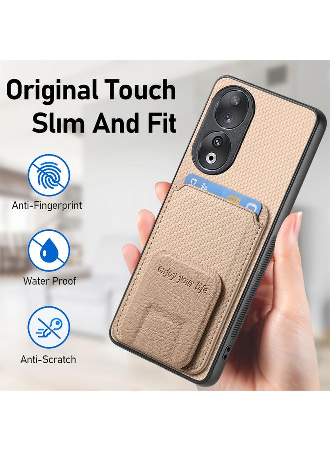 اس-توب جراب هاتف Honor X7 من ألياف الكربون مع حامل بطاقات قابل للطي - Image 5