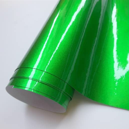 HAPPYMATES Vinyl Car Wrap Sheet Sticker Styling Car Self Adhesive Vinyl DIY Film Air Release Car Wrapping Glossy Vinyl for Car,Laptop,Motorcycle,Smartphone Case (1 feet x 6 feet, Green Metallic wrap) - Image 1