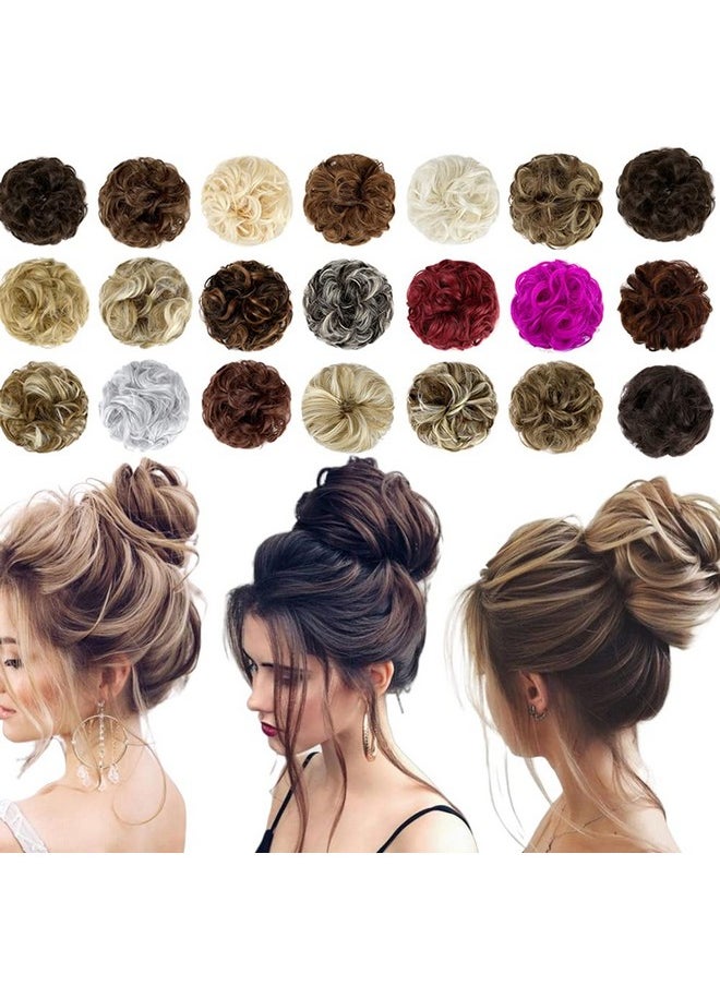 Qunlinta Messy Bun Hair Piecequnlinta Hair Bun Thick Updo Scrunchies Hair Extensions Ponytail Hair Pieces For Women Girls Light Brown Mix Ash Blonde  - Image 2
