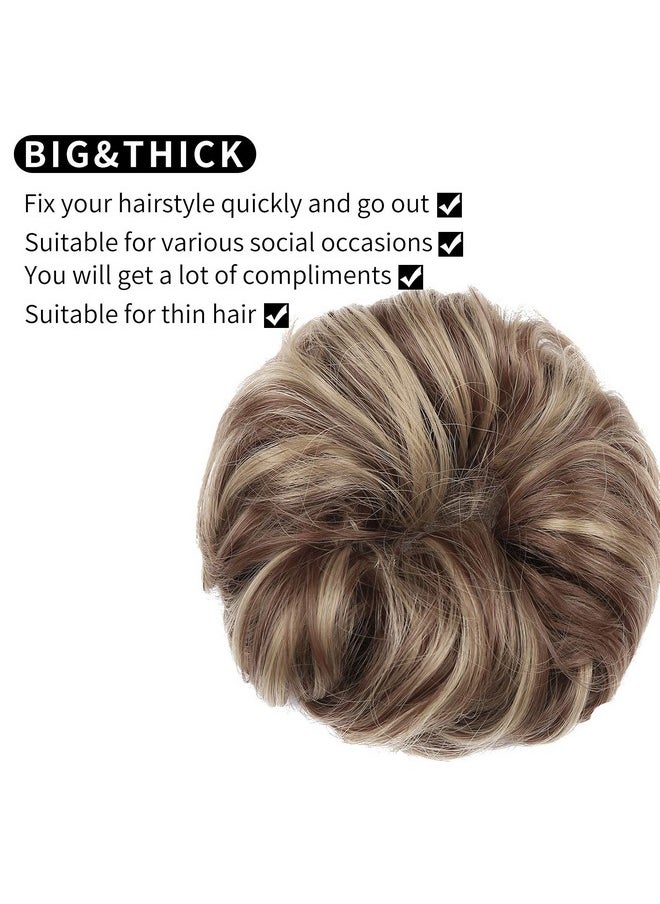 Qunlinta Messy Bun Hair Piecequnlinta Hair Bun Thick Updo Scrunchies Hair Extensions Ponytail Hair Pieces For Women Girls Light Brown Mix Ash Blonde  - Image 3
