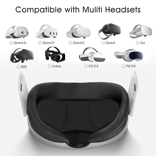 Orzero (1 Pack) VR Lens Protector Cover Compatible for Quest 3S, Quest 3/2/1, Valve Index, PICO 3/4/4 pro/4 Ultra, Dust Proof Washable Protective Sleeve Sunlight Blocking Anti-Scratch - Black - Image 2