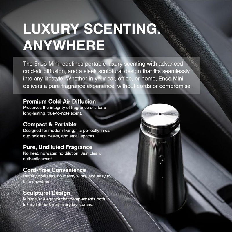 Enso Mini Cold-Air Scent Diffuser Cordless Fragrance System with Smart Car Mode For Home Office and Car Black Finish Compatible with 10ml Enso Bottles Sold Separately - Image 2