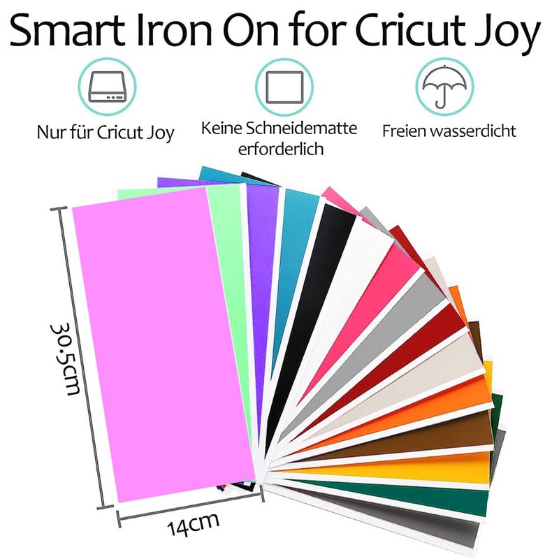 TAOYIO Smart Iron On for Cricut Joy, 15 Packs 5.5 * 12 in HTV Heat Transfer Vinyl Flex Film Plotter Textile Easy to Cut & Weed, Plotter Film Textile, Clothing Iron-On Film, T-Shirts - Image 2