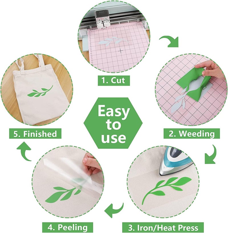 TAOYIO Smart Iron On for Cricut Joy, 15 Packs 5.5 * 12 in HTV Heat Transfer Vinyl Flex Film Plotter Textile Easy to Cut & Weed, Plotter Film Textile, Clothing Iron-On Film, T-Shirts - Image 5