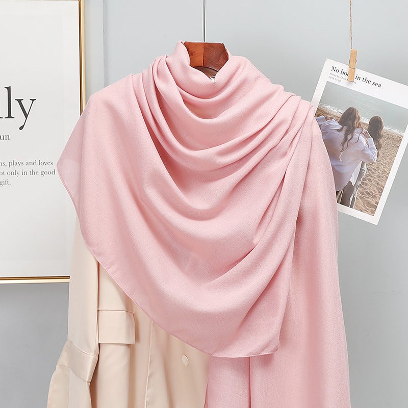 Korean Style Solid Color Cotton And Linen Scarf Women'S New Artistic Retro Outer Shawl Long All-Match Neck Protection Silk Scarf - Image 4