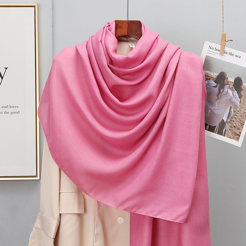 Korean Style Solid Color Cotton And Linen Scarf Women'S New Artistic Retro Outer Shawl Long All-Match Neck Protection Silk Scarf - Image 3