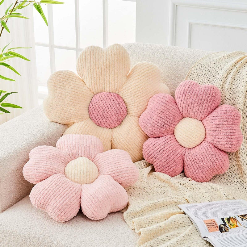 Kcvvcr Flower Throw Pillow, Cute Flower Shaped Pillow Decorative Throw Pillow for Bed Couch, Soft Daisy Pillows Floor Seating Cushion Cushions (14.9 Inch Light Pink) - Image 3