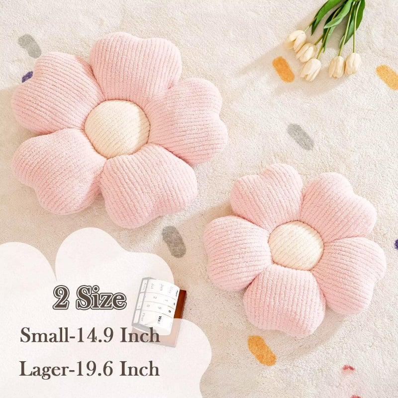 Kcvvcr Flower Throw Pillow, Cute Flower Shaped Pillow Decorative Throw Pillow for Bed Couch, Soft Daisy Pillows Floor Seating Cushion Cushions (14.9 Inch Light Pink) - Image 2
