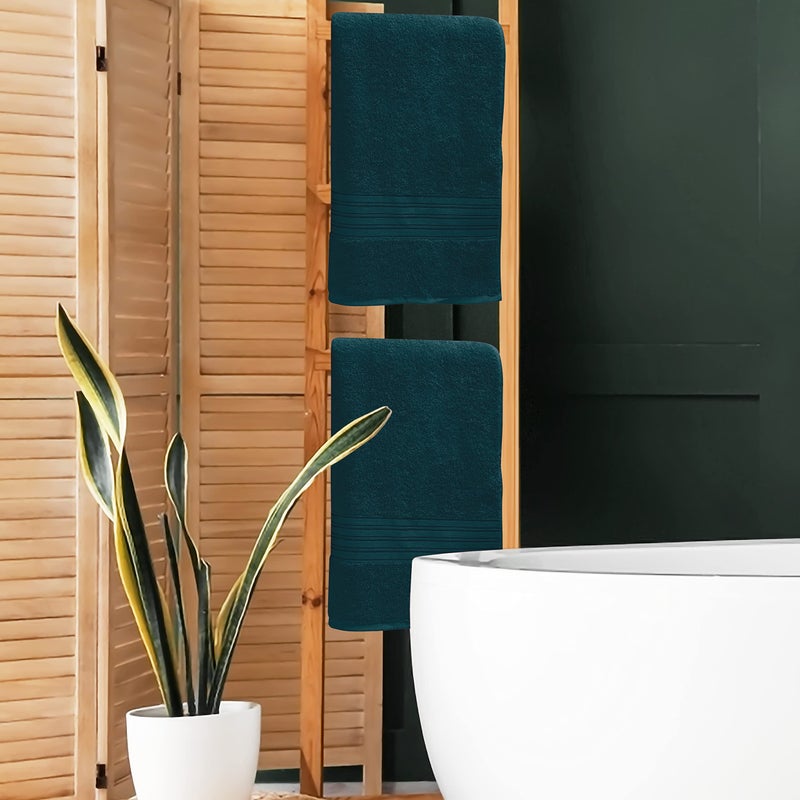 BOUTIQUO 100% Cotton 2 Pack Bath Towel Set 28x55 inches  Eco-Friendly Large Bath Towels  Compact Quickdry Lightweight Soft & Highly Absorbent Bath Towel  Ideal for Everyday Gym Travel Camp Pool - Teal - Image 4