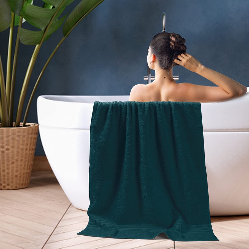 BOUTIQUO 100% Cotton 2 Pack Bath Towel Set 28x55 inches  Eco-Friendly Large Bath Towels  Compact Quickdry Lightweight Soft & Highly Absorbent Bath Towel  Ideal for Everyday Gym Travel Camp Pool - Teal - Image 5