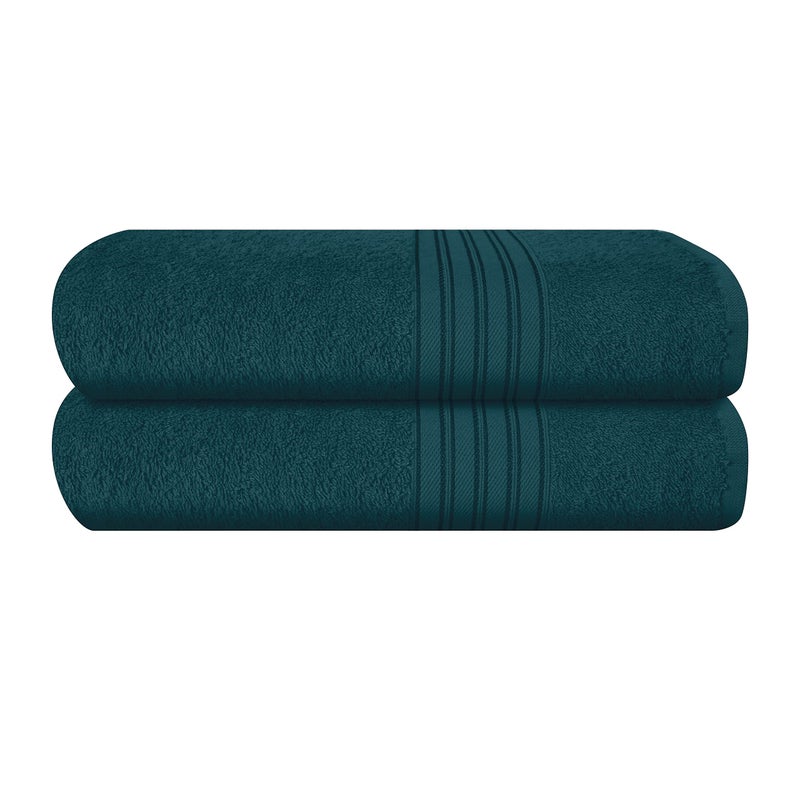 BOUTIQUO 100% Cotton 2 Pack Bath Towel Set 28x55 inches  Eco-Friendly Large Bath Towels  Compact Quickdry Lightweight Soft & Highly Absorbent Bath Towel  Ideal for Everyday Gym Travel Camp Pool - Teal - Image 1