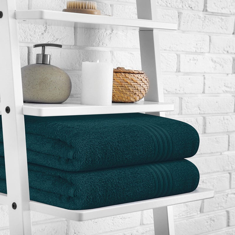 BOUTIQUO 100% Cotton 2 Pack Bath Towel Set 28x55 inches  Eco-Friendly Large Bath Towels  Compact Quickdry Lightweight Soft & Highly Absorbent Bath Towel  Ideal for Everyday Gym Travel Camp Pool - Teal - Image 3