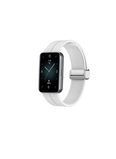 Honor Band 9 Magnetic Folding Silver Buckle Silicone Watch Band(White)
