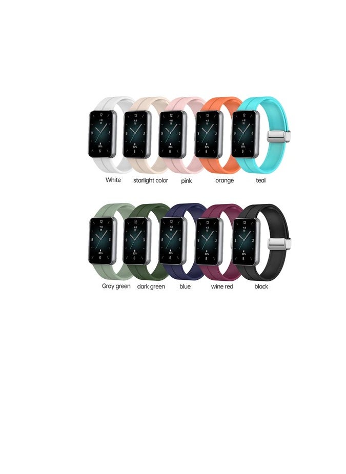 Generic - Honor Band 9 Magnetic Folding Silver Buckle Silicone Watch Band(White) - Image 1