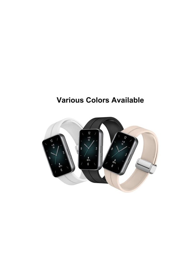 Generic - Honor Band 9 Magnetic Folding Silver Buckle Silicone Watch Band(White) - Image 1