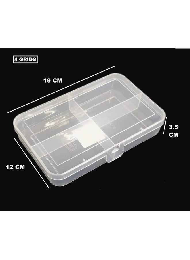 CSM Multipurpose Rectangular Plastic Jewellery Storage Box with Dividers 4 Grids (Transparent) -Pack of 2 - Image 2