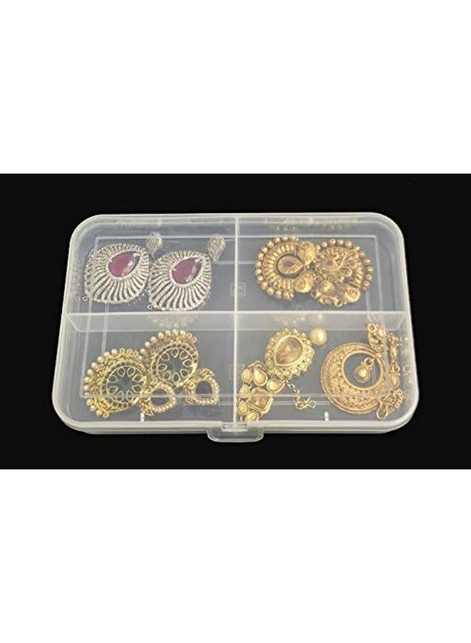 CSM Multipurpose Rectangular Plastic Jewellery Storage Box with Dividers 4 Grids (Transparent) -Pack of 2 - Image 5