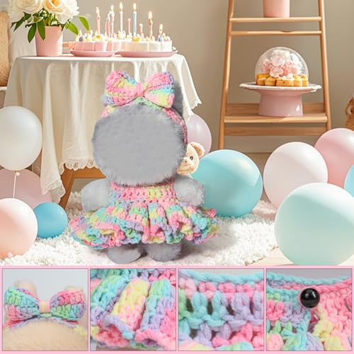 Voccim Handmade Crochet 17cm Doll Clothes Soft Cute Stylish Styles with Halter Dress and Headband for Dress up 15cm17cm Doll Accessories Suit Iridescence - Image 5