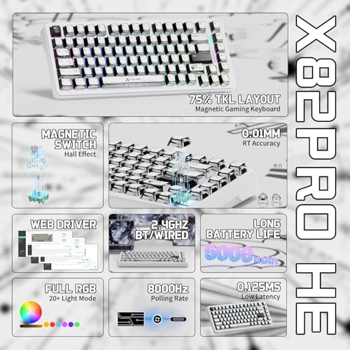 MAMBASNAKE ATTACK SHARK X82PRO HE 75% Wireless Rapid Trigger Gaming Keyboard, Hall Effect Magnetic Switch Keyboard with 0.01mm RT Adjustable Actuation, 8Khz Polling Rate, Hot-Swap, RGB, for PC Gamer (Comic) - Image 2