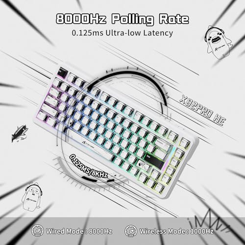 MAMBASNAKE ATTACK SHARK X82PRO HE 75% Wireless Rapid Trigger Gaming Keyboard, Hall Effect Magnetic Switch Keyboard with 0.01mm RT Adjustable Actuation, 8Khz Polling Rate, Hot-Swap, RGB, for PC Gamer (Comic) - Image 3
