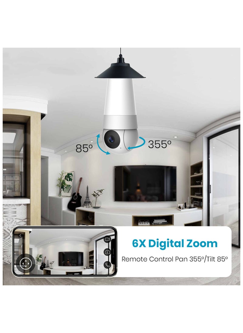 VIVP - 5MP Smart Light Bulb Camera, Includes 64GB SD Card, Global Management Platform IVY IoT, Night Vision, 2-Way Audio, AI Smart Algorithms, 360° Rotation, Cloud Storage, Live Streaming and Recording, APP Control, Multi-User Sharing - Image 1