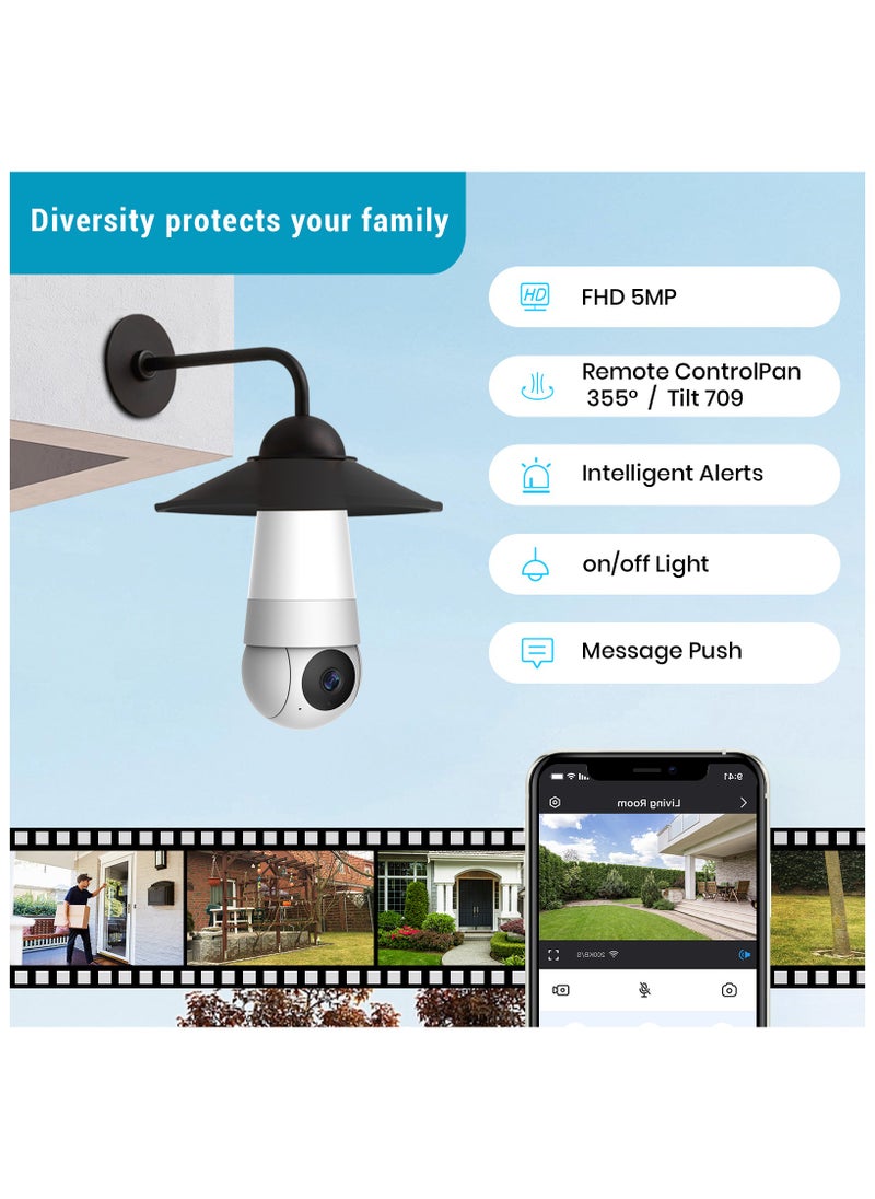 VIVP - 5MP Smart Light Bulb Camera, Includes 64GB SD Card, Global Management Platform IVY IoT, Night Vision, 2-Way Audio, AI Smart Algorithms, 360° Rotation, Cloud Storage, Live Streaming and Recording, APP Control, Multi-User Sharing - Image 1