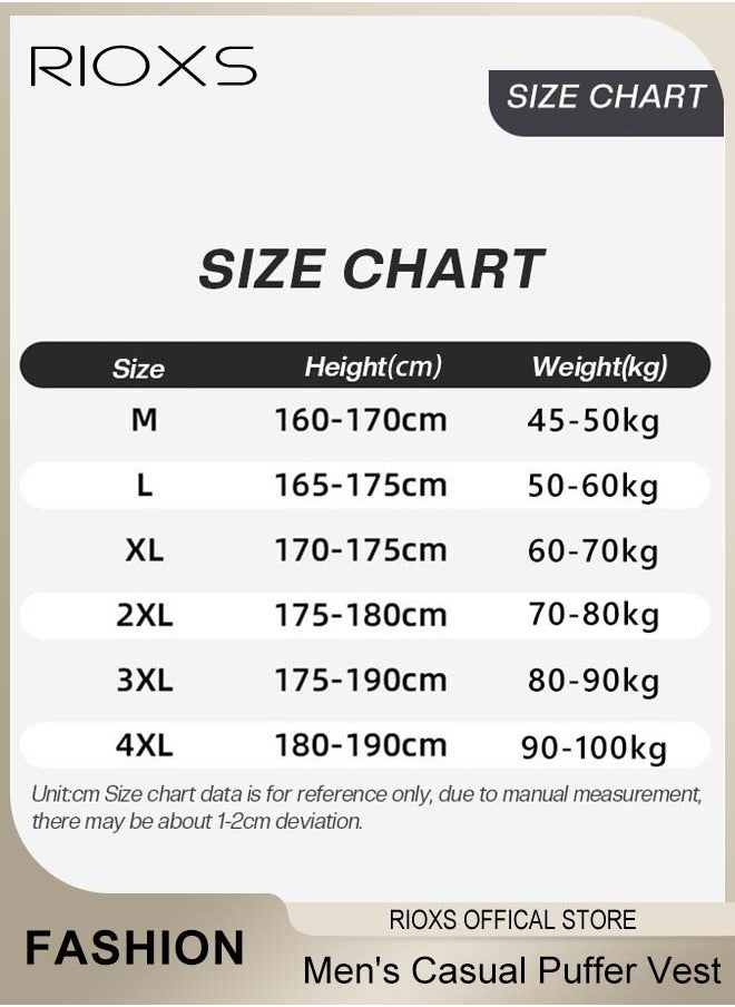 RIOXS Men's Casual Quilted Vest, Lightweight Puffer Vest, Puffy Sleeveless Jacket, Outdoor Stand Collar Sleeveless Down Jacket Coat For Spring Autumn Winter, Soild Color Warm Outerwear With Pockets  - Image 4