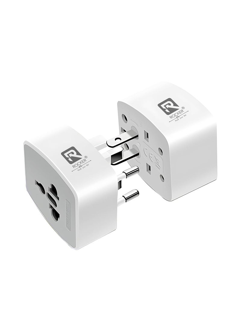 ROCKER Rock your life Rocker RZ4 Universal Travel Adapter Worldwide Travel Plug MultiPower Outlet for 224 Countries Compact Design ABS VO Certified Compatible with Mobile Laptop Tablet Camera Power Bank  - Image 1