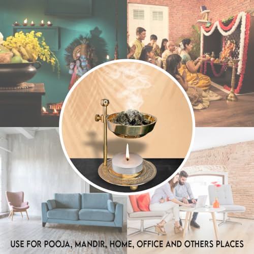 TORPPEZA Brass Fragrance Lamp Oil Diffuser Camphor Lamp Bakhoor Frankincense Burner with Adjustable Handle Spiritual Use - Image 4