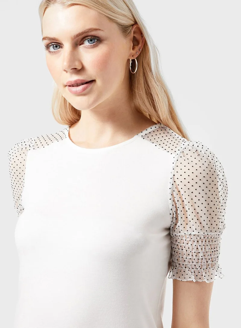 DOROTHY PERKINS Puff Mesh Sleeve Top