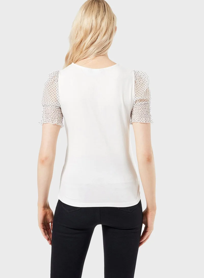 DOROTHY PERKINS Puff Mesh Sleeve Top