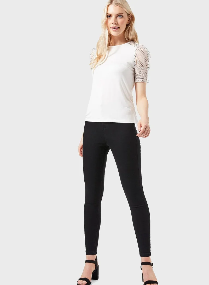 DOROTHY PERKINS Puff Mesh Sleeve Top